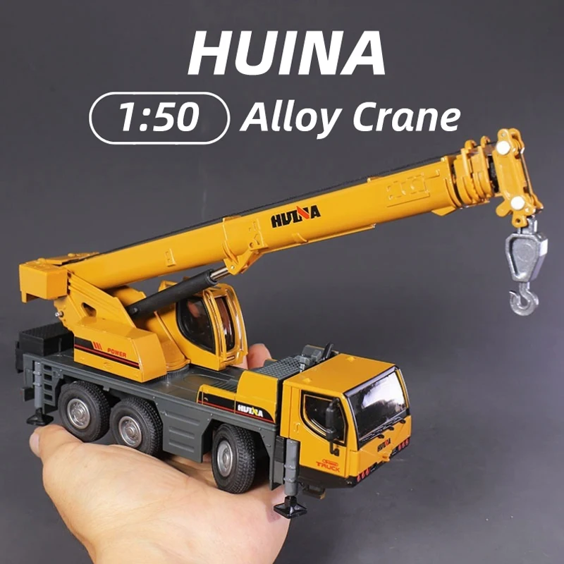 Huina 1702 1/50 Cars Trucks Models 70cm Long Arm Alloy Crane Excavator Engineering Vehicle Toys Construction Children's Toy Gift