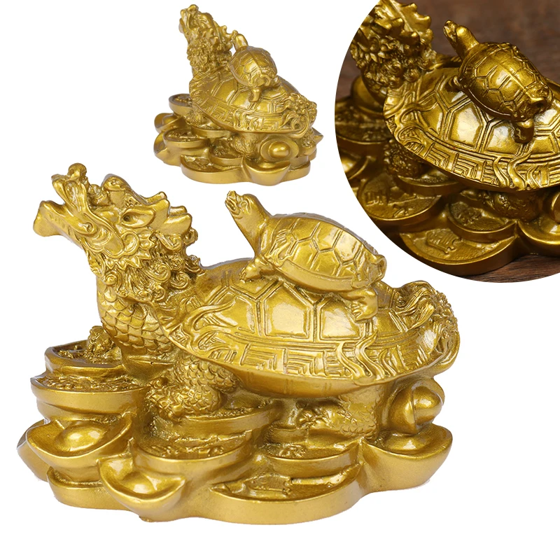 Fortune Mother Son Turtle Body Dragon Head Office Home Decoration Resin Animal Tortoise Statue Figurines Gift Home Feng Shui