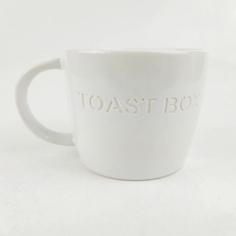 Hot sale Creative Ceramic white Mug Unique Embossed Design Logo Handle Coffee Ceramic White Tea Cups Custom Gift