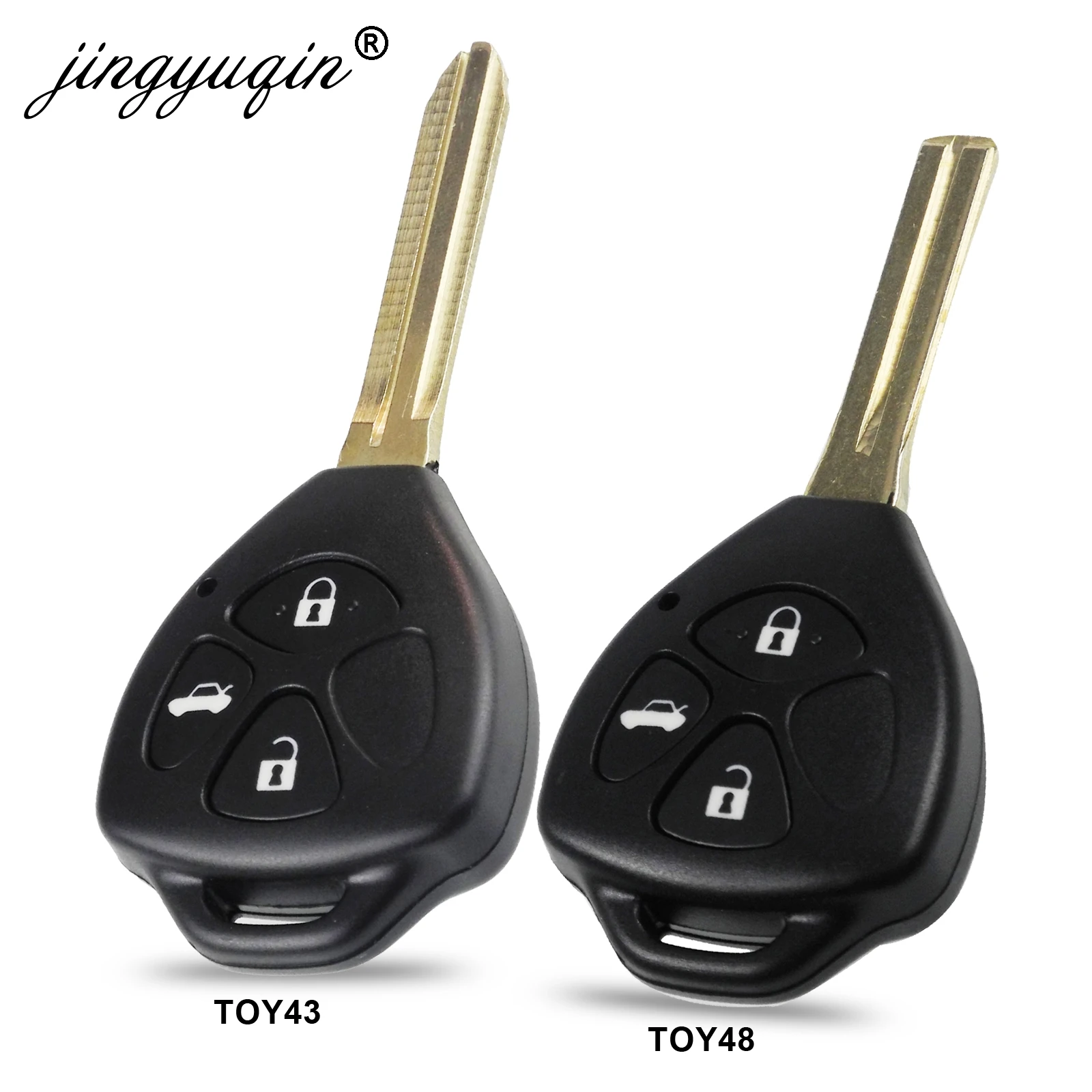 

jingyuqin 3 Button Remote Car Key Shell Fob For Toyota Crown Entry key Case Housing TOY48 Uncut Blade Replacement