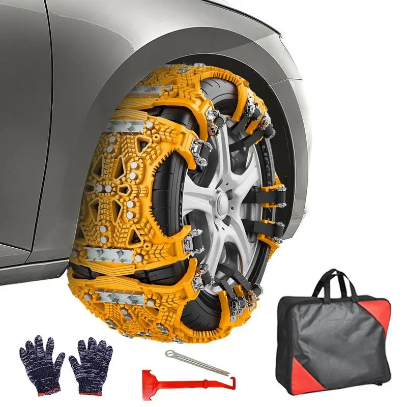 

Car Snow Chains Universal 6 Pcs Snow Chains 165-275mm Snow Chains Anti-Ice Crushing Tire Chains Anti-Slip For Sand Road Freeze