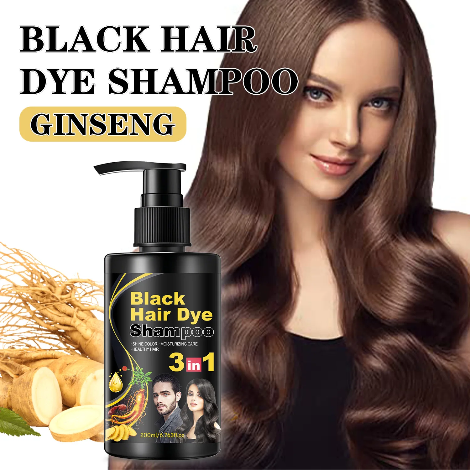 

Black Hair Shampoo Natural Black Color Increases Hair Shine and Improves Hair Appearance
