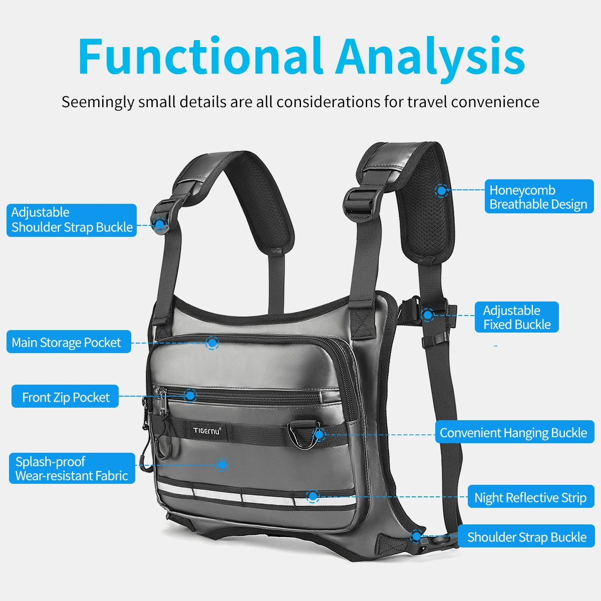 Sport Vest Bag for Men, Outdoor Ciclismo Mochila, Caminhadas, Bike Riding Pack, Run Chest Bag, Cross Bag, Garantia vitalícia