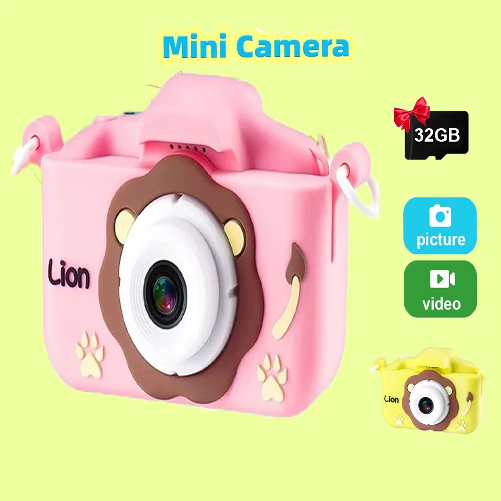 Kids Cute Cartoon Camera HD Screen Educational Children Toy Portable Digital Photo Recorder for Christmas Birthday Gift for Kids