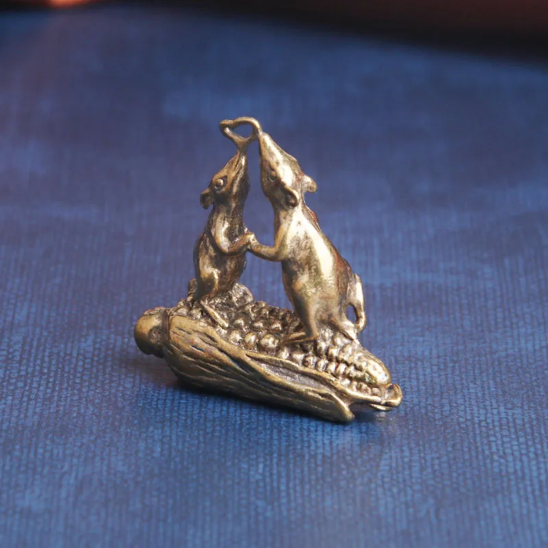 Pure Brass Corn Mouse Desktop Ornament Multi-Child Multi-Grandchild Creative Hanging Decoration