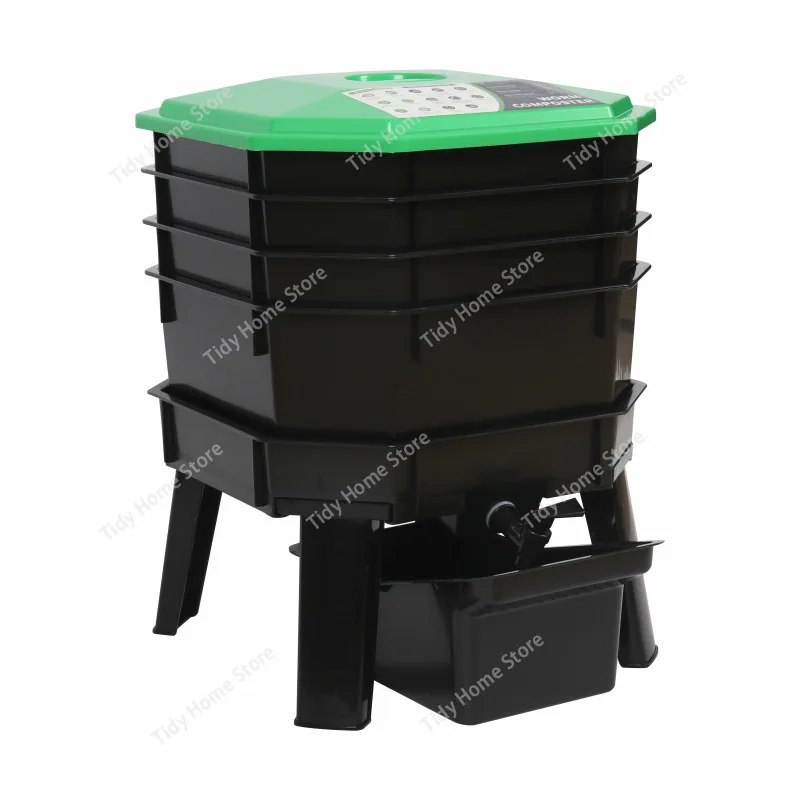 

Compost Bin, Worm Farming Bin, Kitchen Waste Fertilizer Fermentation Worm Box, Large-Capacity Garden Tray
