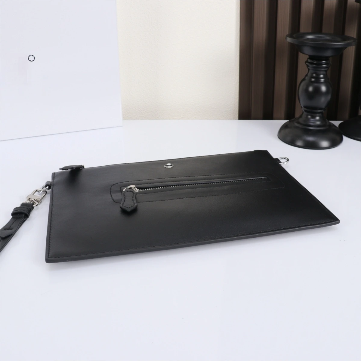 حقيبة كلاتش رجالية فاخرة، محفظة كاجوال للأعمال، حقيبة يد من الجلد الناعم باللون الأسود الناعم #4