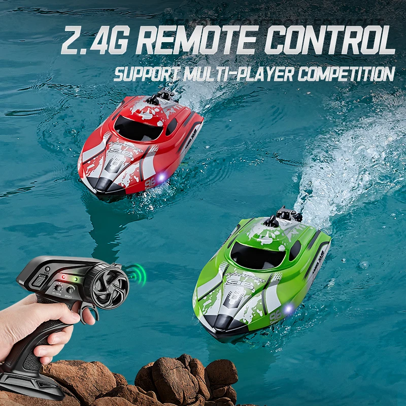 Hj820 Rc แบตเตอรี่เรือ 2.4ghz รีโมทคอนโทรลความเร็วสูง Racing เรือน้ําเรือเร็วพร้อมแสงเด็กน้ําของเล่นเรือของขวัญ