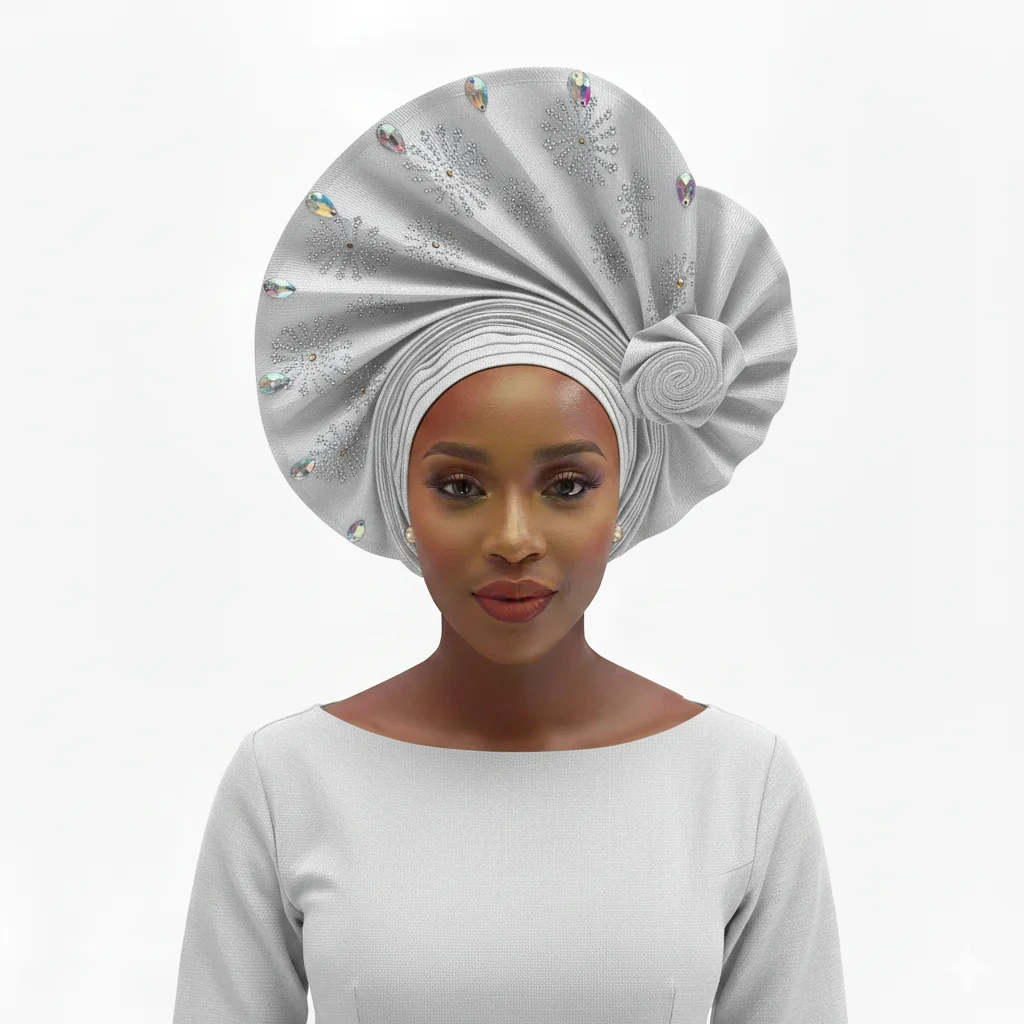 

Белый женский головной убор с камнями, повязка на голову Alreadymade, африканский тюрбан геле для свадебной вечеринки