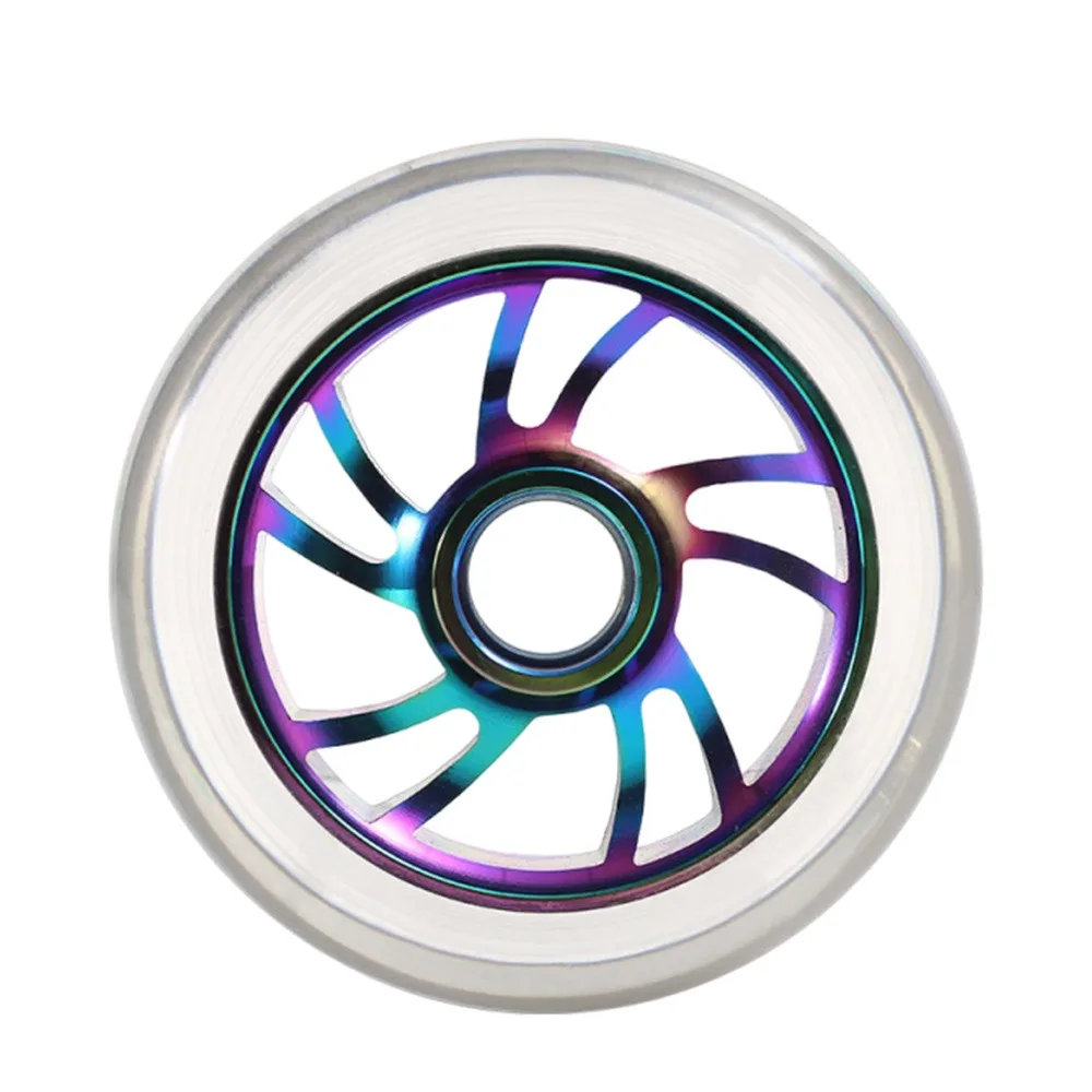 

100/110mm Scooter Wheels Colorful Pu Aluminum Alloy Stunt Scooter Wheels With Bearings Stable Wheel Replacement Adults Kids