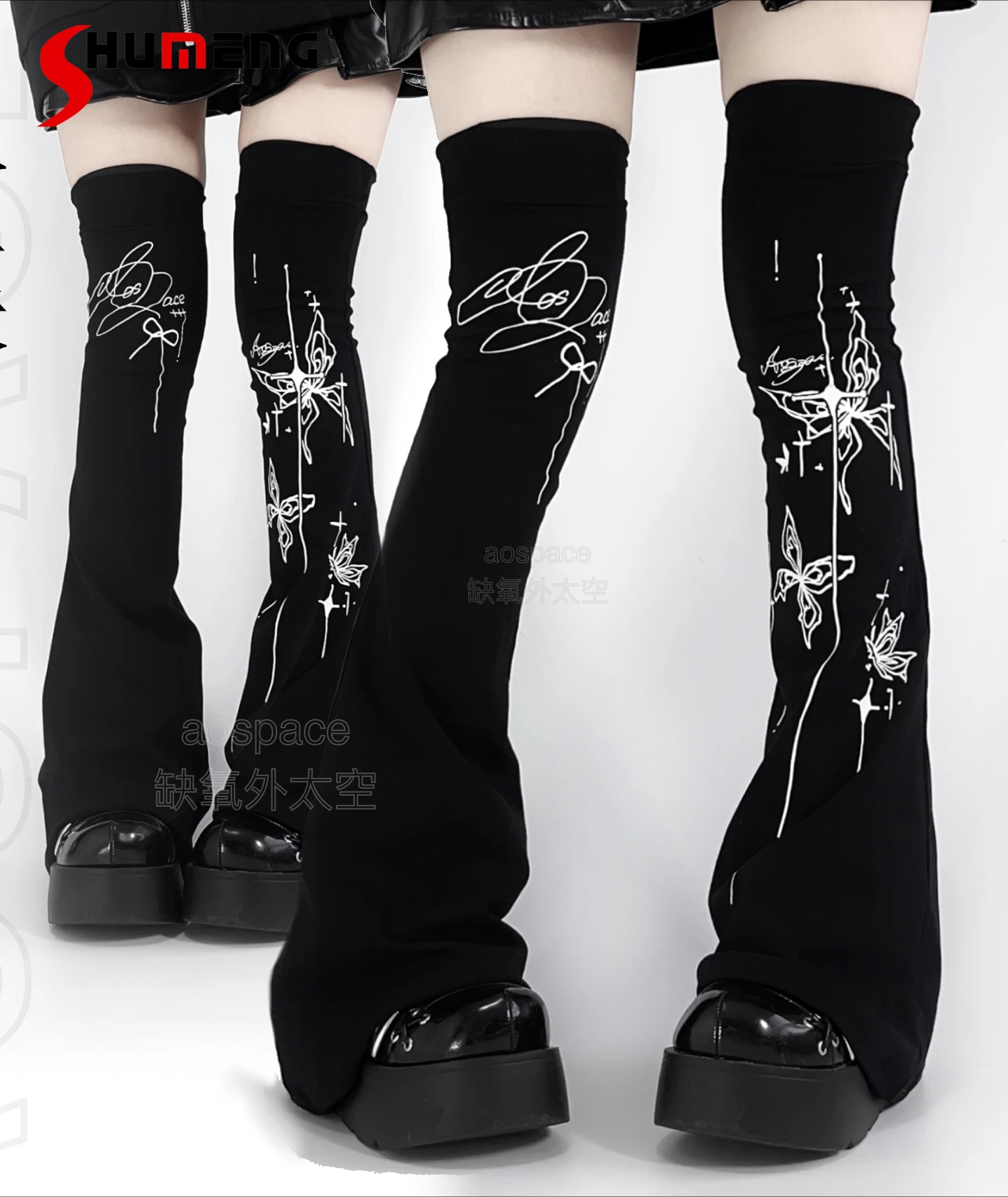 Original Design Subculture Dark Gothic Harajuku Printed Legs Warmers for Women Autumn and Winter New Aesthetic Y2k Legwarmers