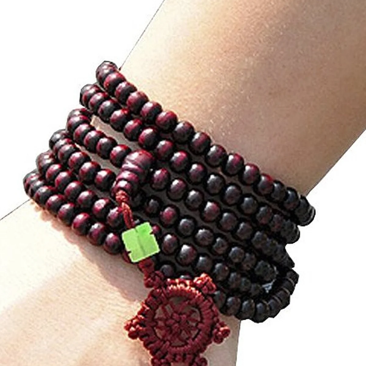 Elastic Bracelet Necklace Tibetan Prayer Beads Small Leaf Rosewood Wooden Sandalwood Pcs