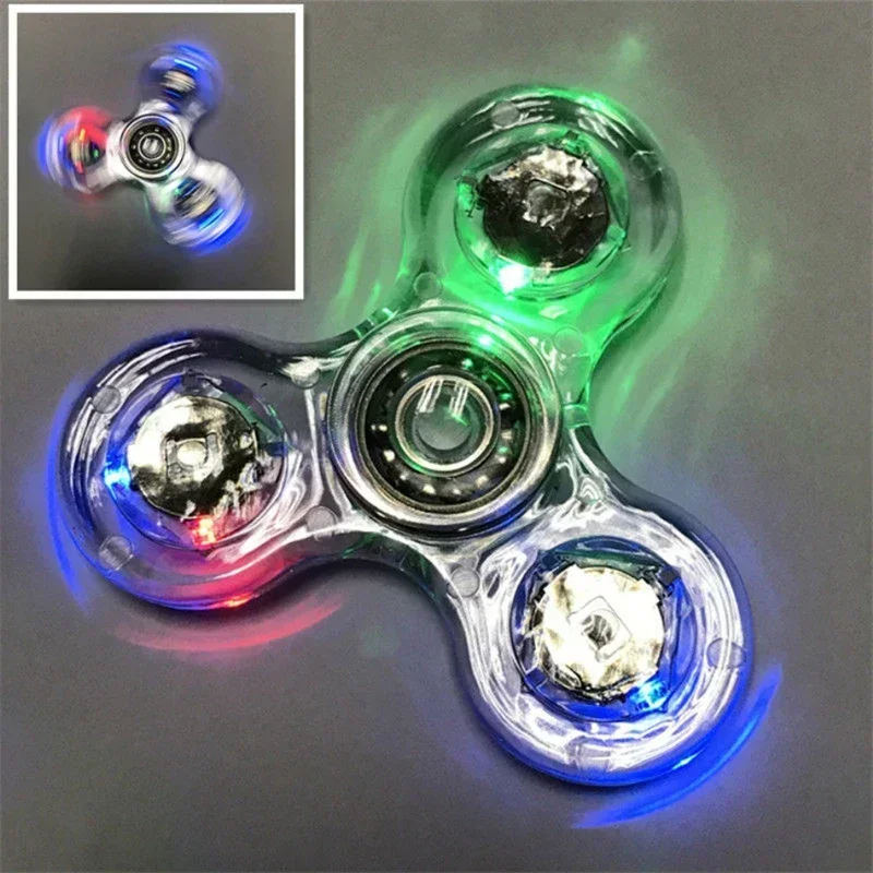 Luz led luminosa fidget spinner mão superior spinners brilho no escuro luz edc figet spiner dedo alívio do estresse brinquedos