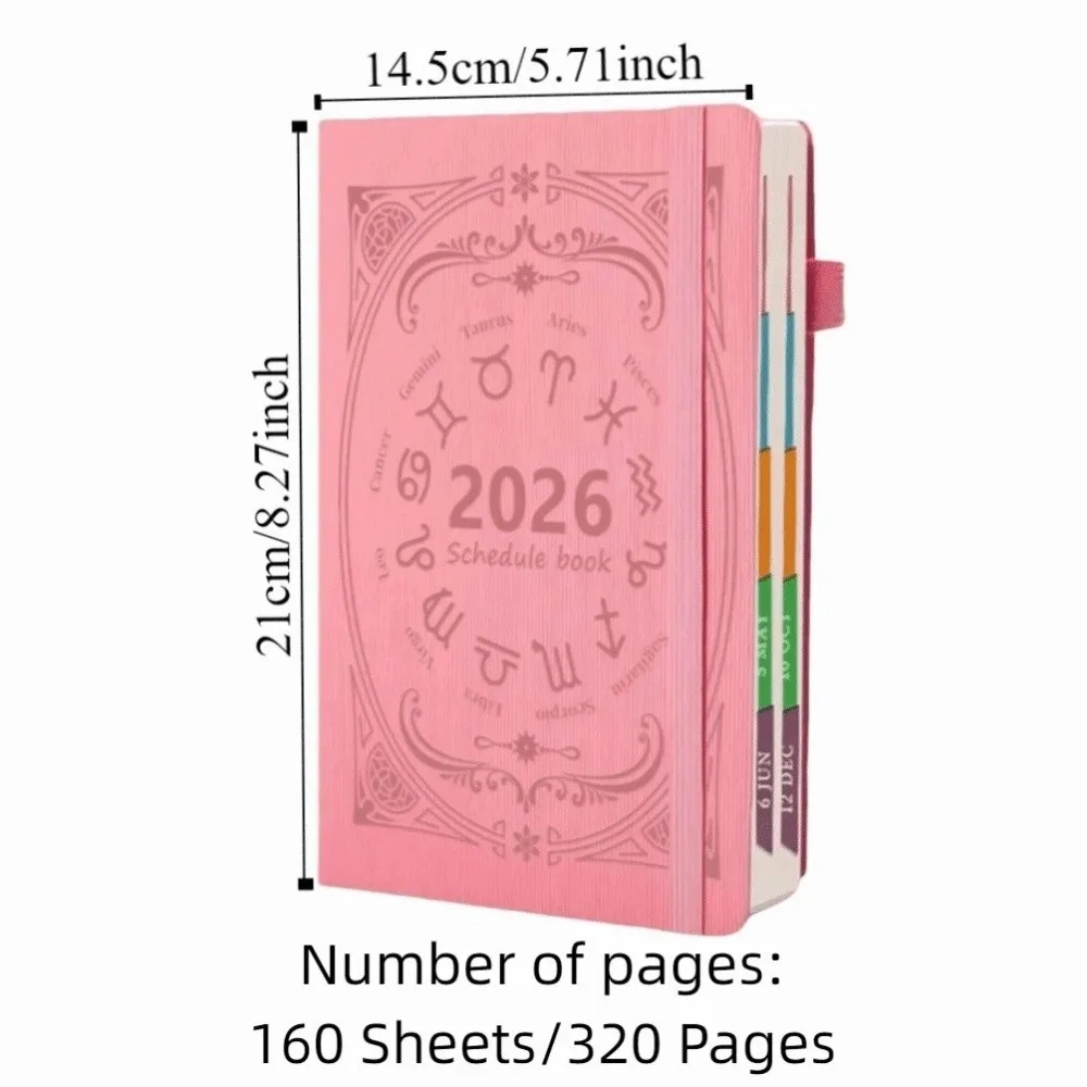 English 2026 Schedule Planner Notepad 12 Months Wear-resistant A5 Agenda Planning Notebook Efficiency Bookmark