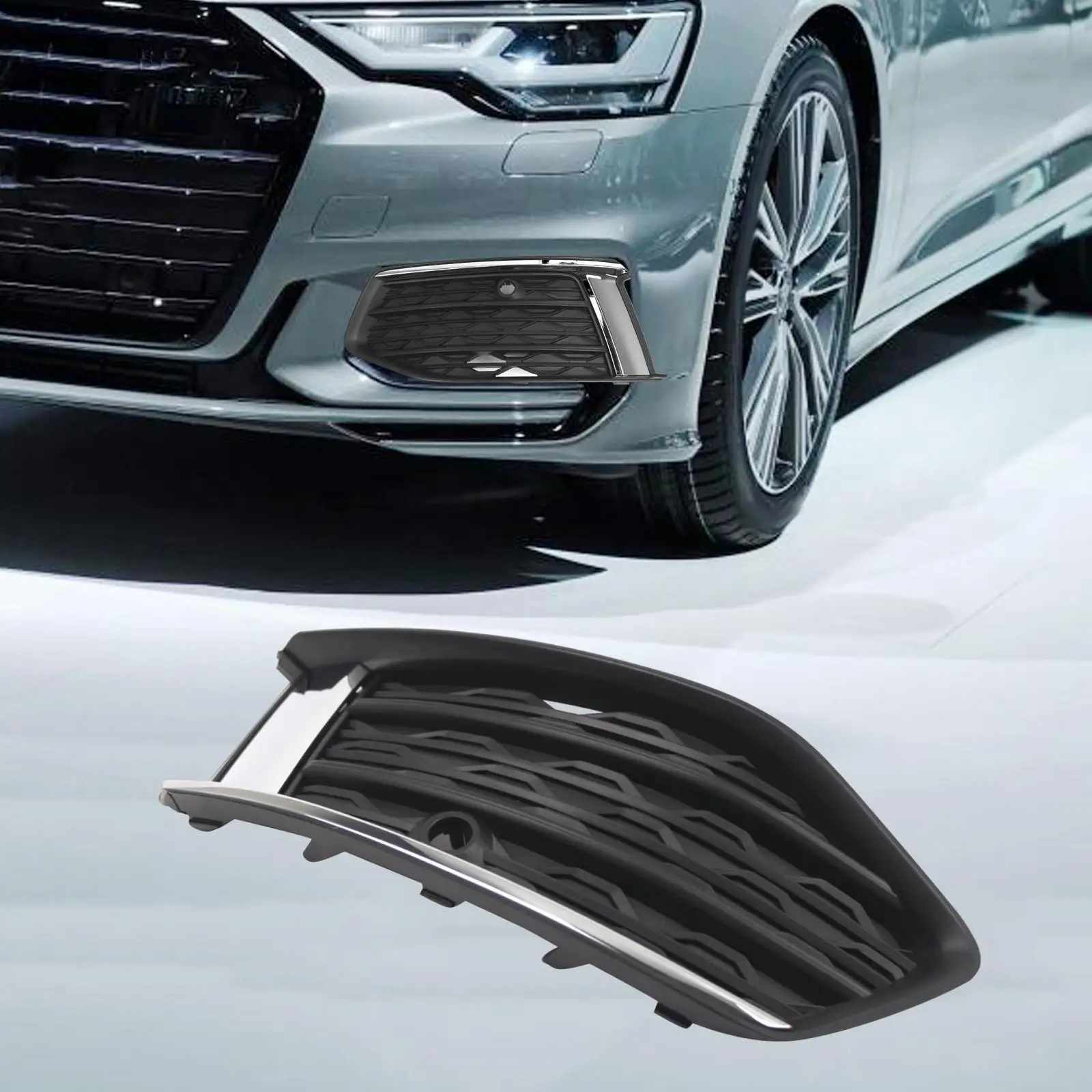 

Car Fog Light Mesh Grill Cover Lower Bumper Trim Repair Component for Audi A6 C8 Sedan 2019-2023 Accessories