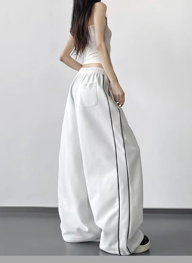 Damen Weite Hosen Frühling/Herbst Neuer Stil Locker Sitzende Slim-Fit Kordelzug Sporthosen Fließende Lässige Lange Hosen – Detail 13