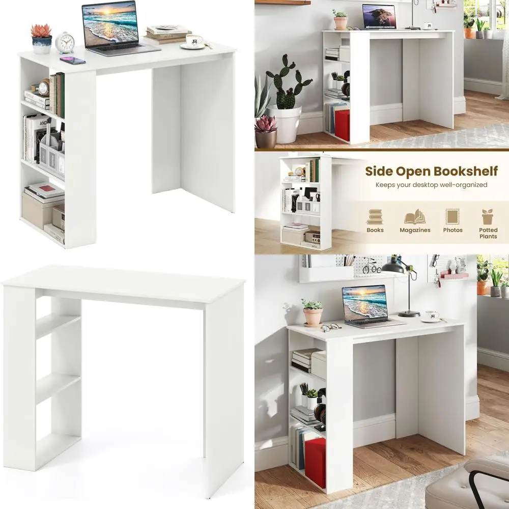

Компактный белый 3-ярусный книжный шкаф-стол, современная минималистичная мебель для домашнего офиса в небольших помещениях, деревянный письменный стол для гостиной