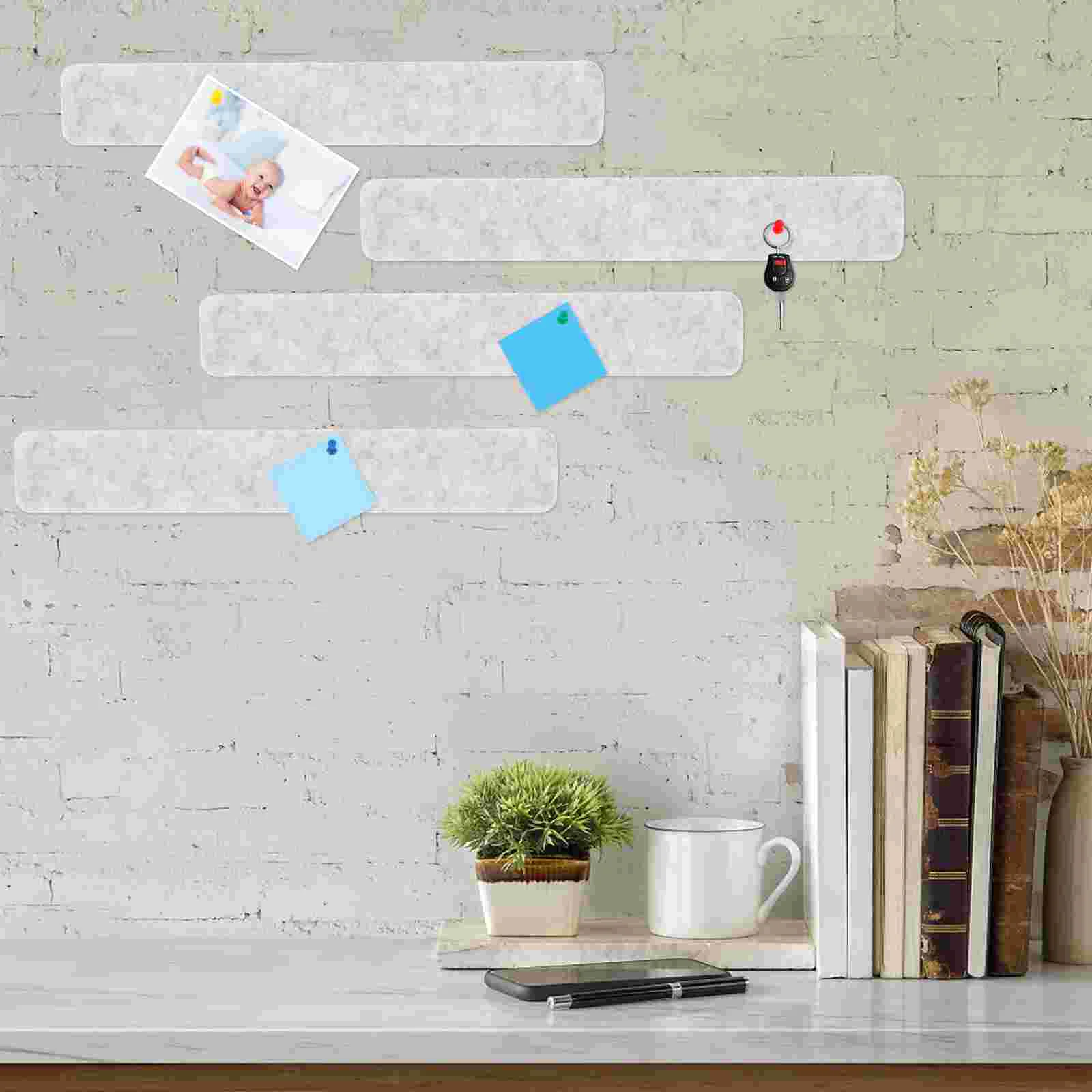 8 Pcs Felt Message Board Corkboard Wall Memo Strip Notes Strips Tile Pin Office Bulletin