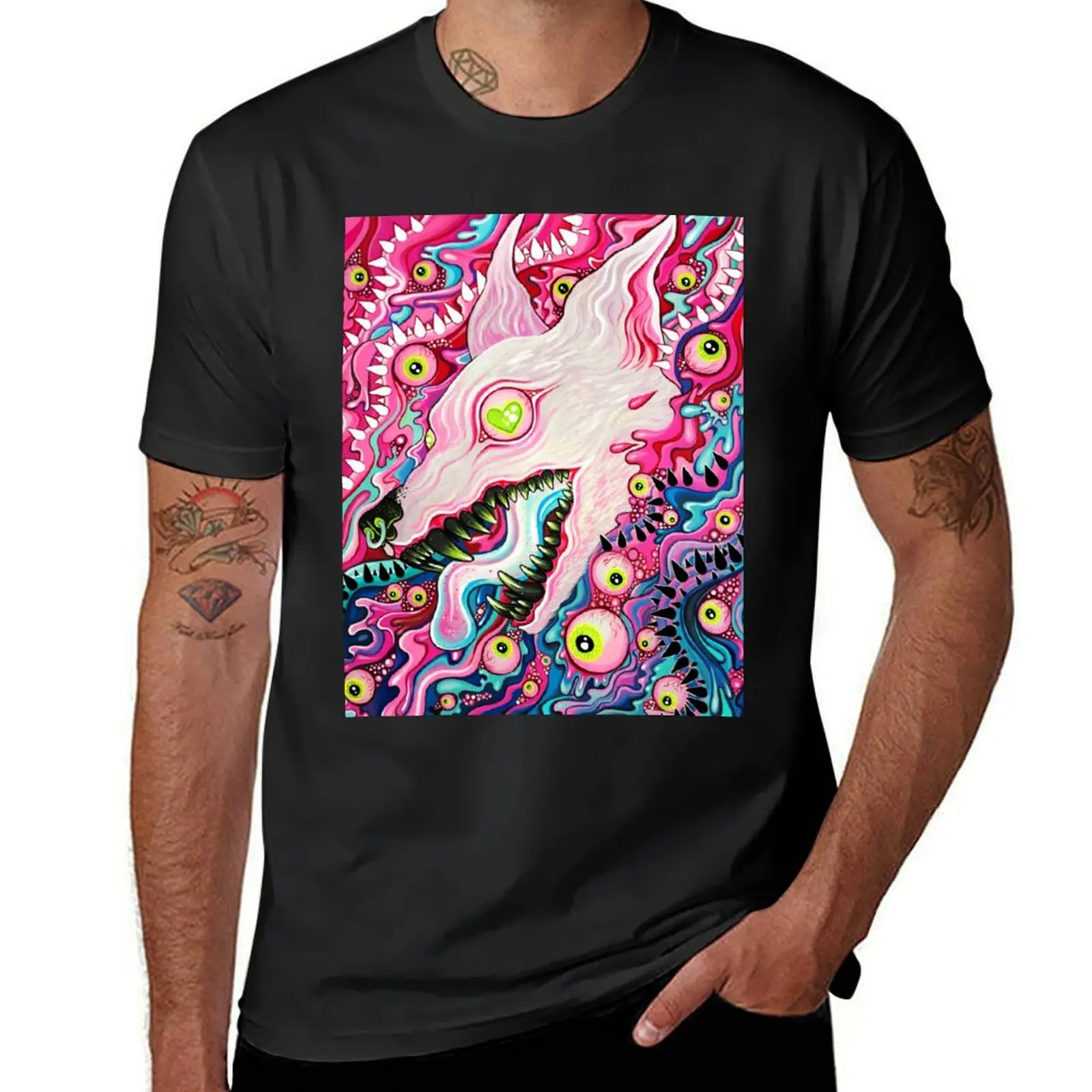 

Glitterwolf Acrylic Painting T-Shirt street wear gifts for boyfriend quick drying t shirt for men