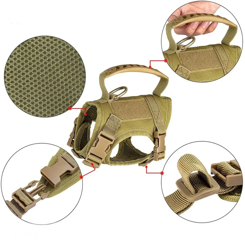 Tactical vest for kittens and small dogs military harness for cats traction strap to prevent escape breathable with 2 Stickers - view 2