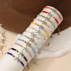 12 pieces of Bohemian marine underwater animal glass woven bracelet set with random colors.