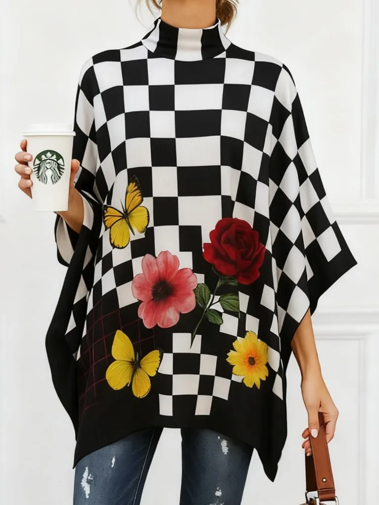 

Gymystars, женская клетчатая рубашка, блузка с цветочным принтом, модная свободная рубашка с воротником-стойкой, модная модная женская одежда, осенние женские топы