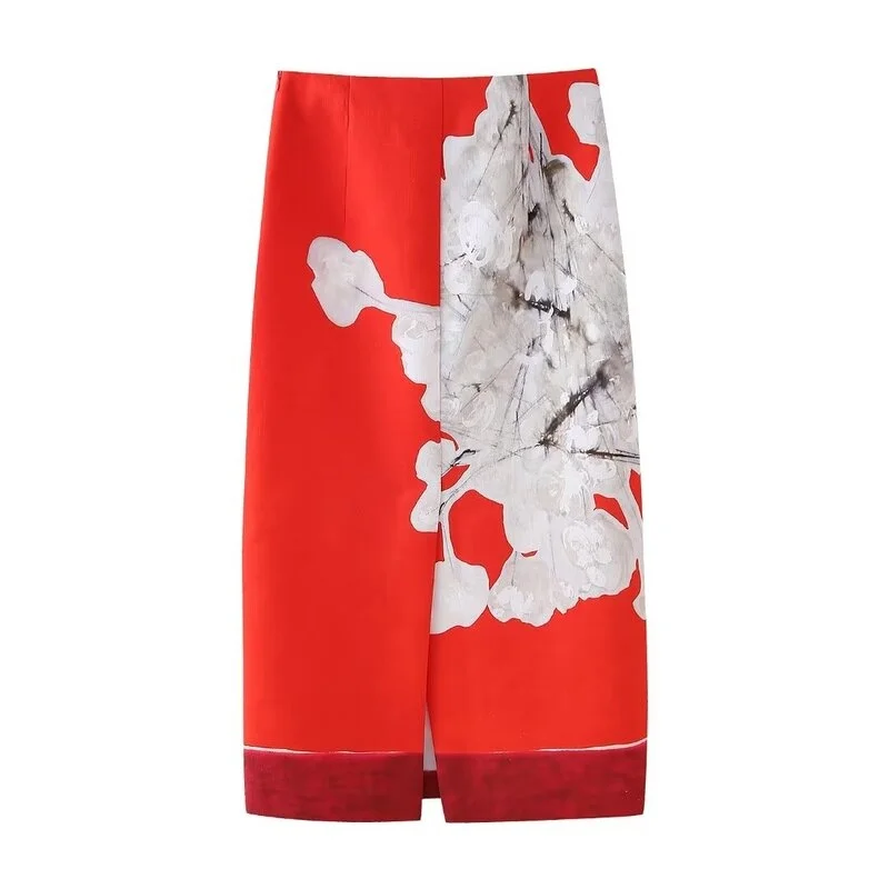 

Ele Mid-Length Straight Tube Skirt Women's Design Sensation Linen Blend High Waist Summer New Arrival Faionable Skirt