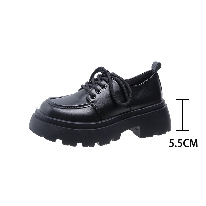 2023 Women Spring New Black Platform Flats Shoes Women Loafers Slip on Boat Shoes Designer Casual Leather Oxfords