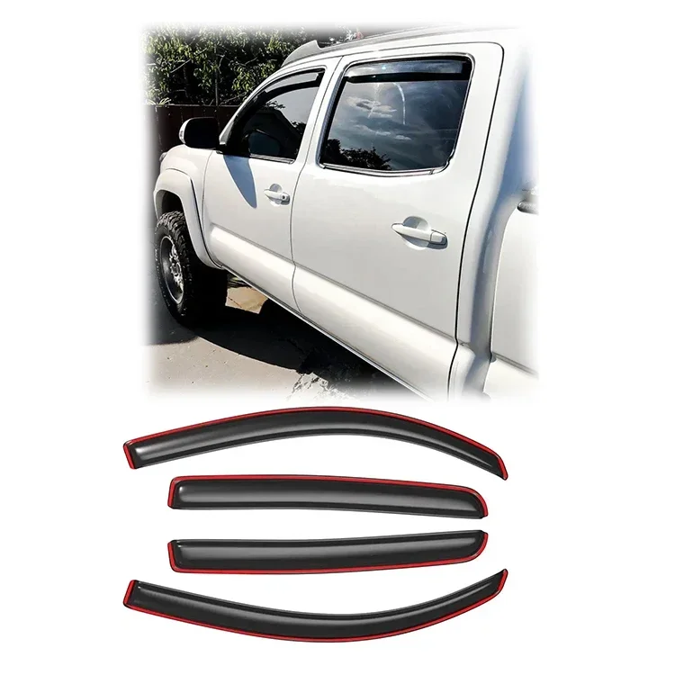 

Hot selling Pickup Truck Side Wind Guard Deflector Visor in Channel Window vent Visor for Tacoma 2016+