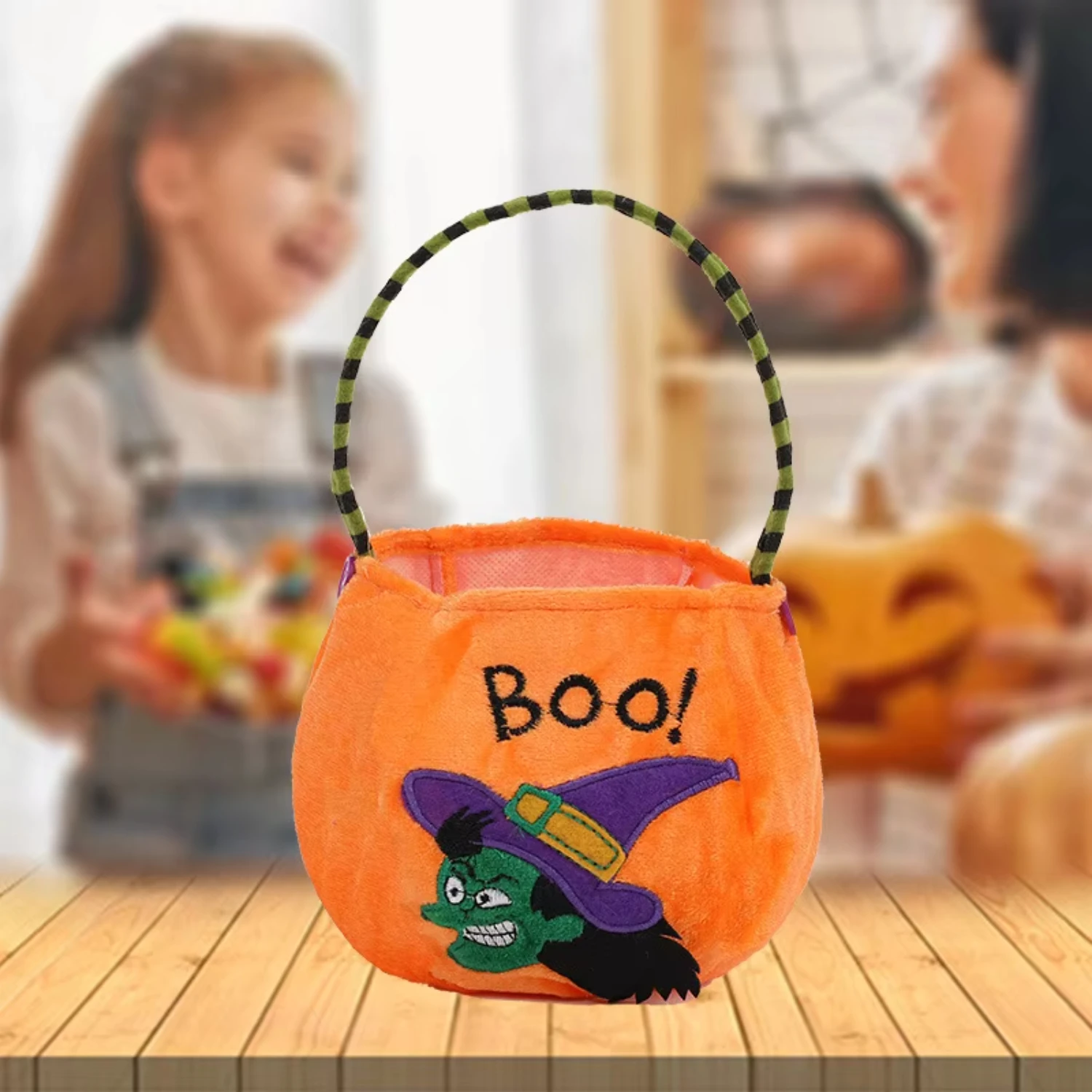 

Halloween Basket Bat Pumpkin For Children's Portable Candy Gift Ghost Festival Round Pumpkin