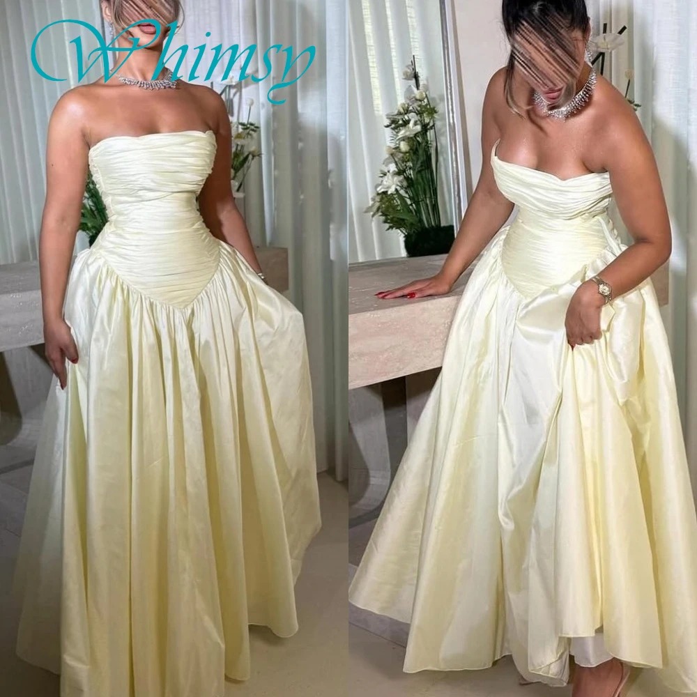 Customized Simple Strapless Sleeveless Evening Dress Temperament Jersey Prom Dresses Classic Ruched Bespoke Occasion Gowns