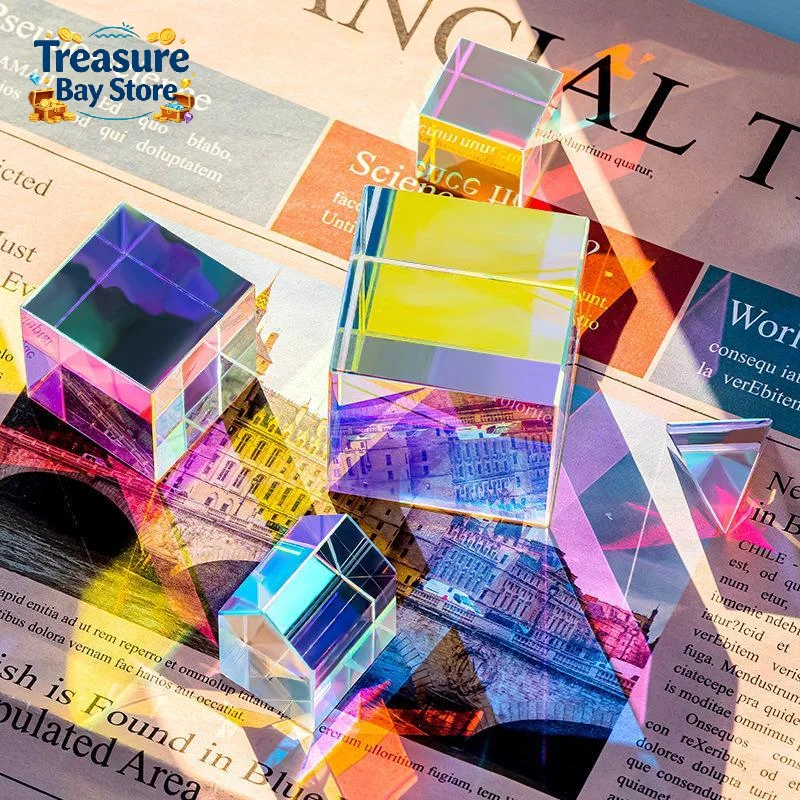 15mm 20mm Hexahedral CMY Color Prism Cube, Optical Crystal Light Splitting Cube For Photography Teaching Science Decor