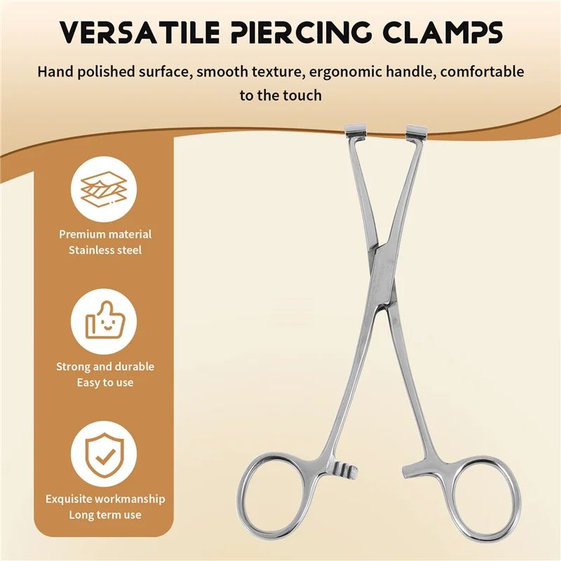 

Y42A-Septum Forcep Stainless Steel Needle Clamp, Body Piercing Tool Professional Puncture Tool For Eyebrow Pierced