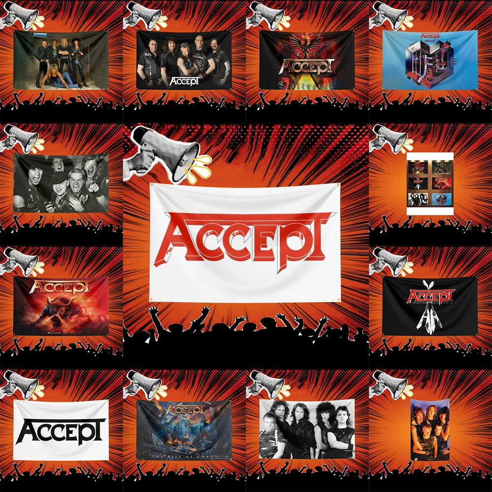 Accept Inspired Rock Music Flag 3x5 FT Polyester Banner For Bedroom Wall Decor Music Fans Gift