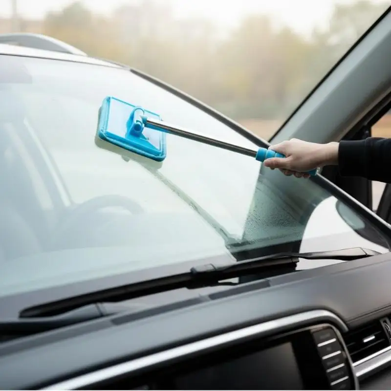 Car Windshield Glass Wiper Telescopic Water Scraper Soft Brush Cloth for Car Washing Window Glass Cleaning Tasks