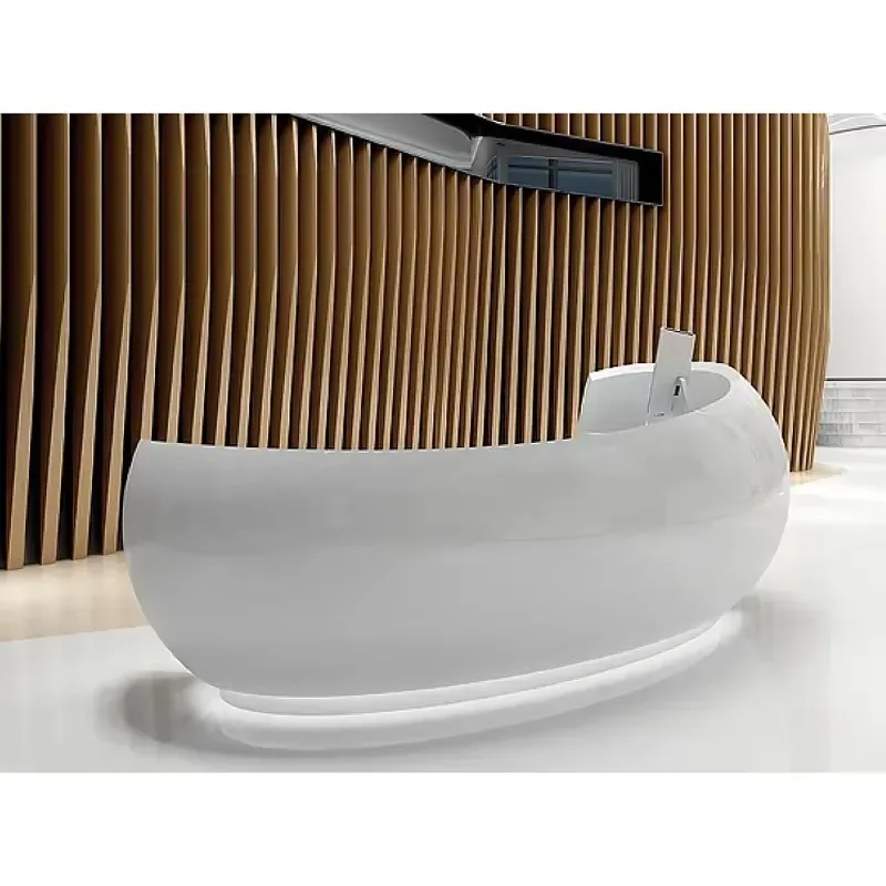 2024 Customizable Modern Wooden Reception Desk with Glass Display Cases and LED Lights for Fitness Center Hotel School