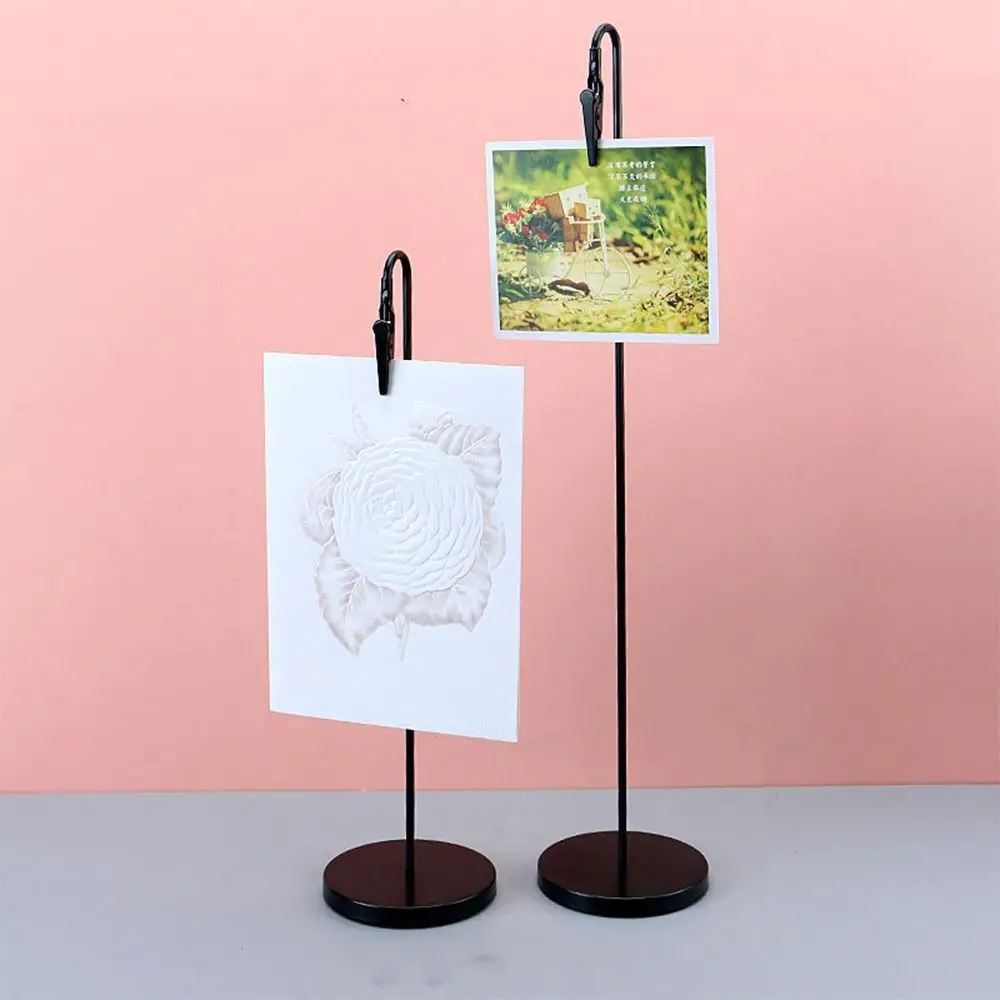 

Romantic Black Clamps Metal Place Card Holder Elegant Versatile Photo Clip Non-Slip Base Memo Stand Baking Shop