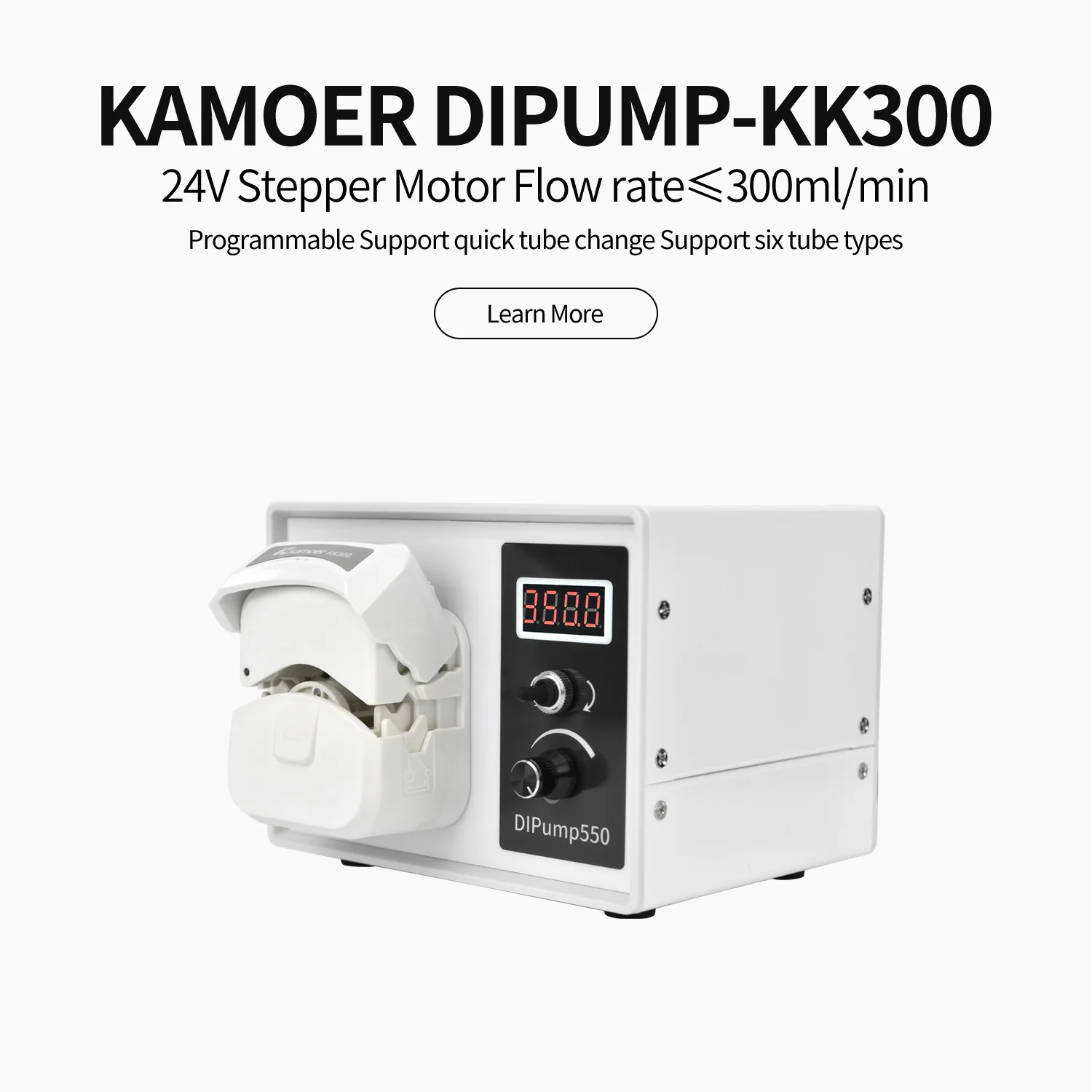 

Kamoer 0-300ml/min 4-rotor DIP-KK300 Intelligent High Flow Peristaltic Pump 24V Stepper Motor Adjustable Speed Lab Dosing Pump