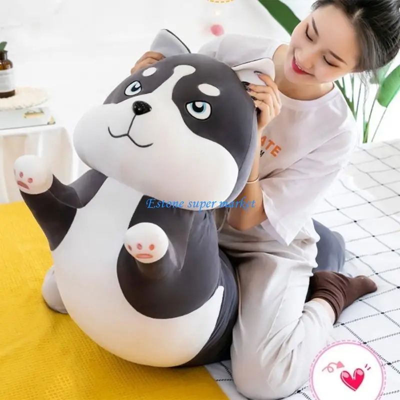 090B Long Dog Pillow Plush Cartoon Puppies Hugging Sleeping Pillow Cuddly Soft Stuffed Animal Cushion Toy for Kids Adults