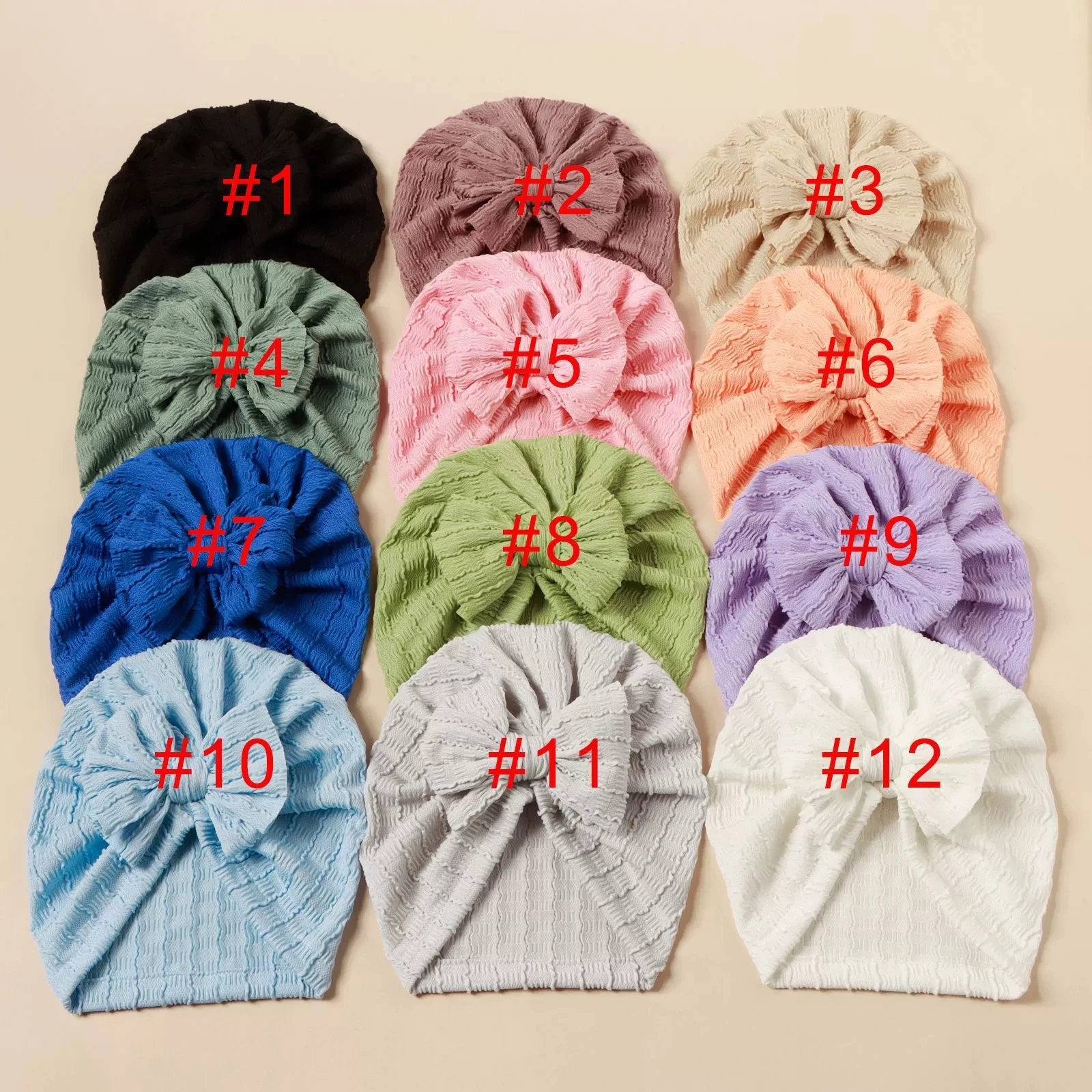 Baby Knot Turban Hat Cable Knit Bow Caps Girls Hair Accessories Boys 0-3Y Cotton Infant Indian Cap Bonnet Beanies Warm Hats