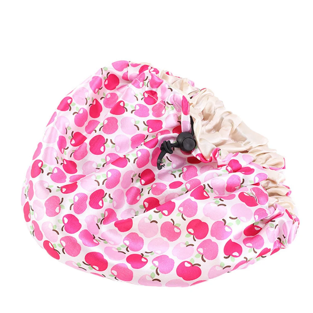 2pcs Kids Adjustable Sleeping Creative Sleeping Hat Double Layer Bath Hat Satin Night Hat ( Pink, Flower Royalblue)