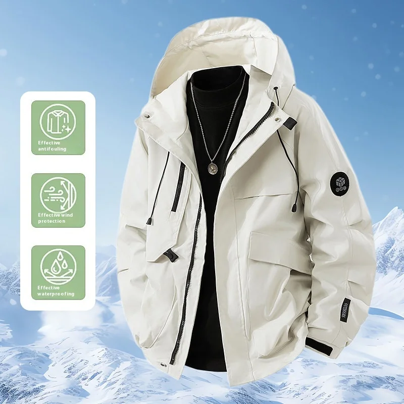 Paar Herbst Windjacke mit Kapuze Plus Size Funktionelle Bergsteigen Angeljacke Wasserdicht Winddicht Multi Pocket Outdoor