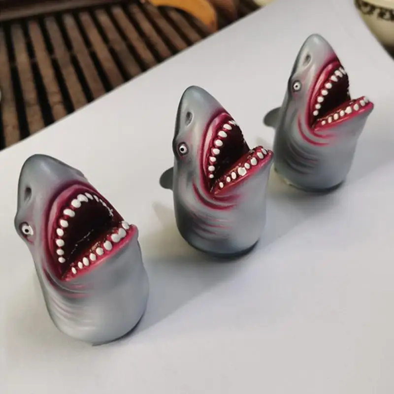 Ensemble de marionnettes à doigts de requin pour enfants, marionnettes à doigts d'animaux, jeu coule réaliste, jouets amusants extensibles, 5 pièces