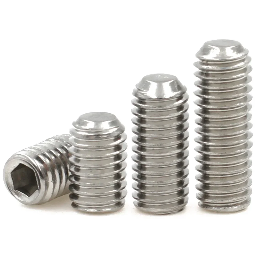 10pcs 304 Stainless Steel Hex Socket Set Screw Cup Point M2 M3 M4 M5 M6 M8 M10 M12-M16 Headless Hexagon Socket Grub Screw DIN916