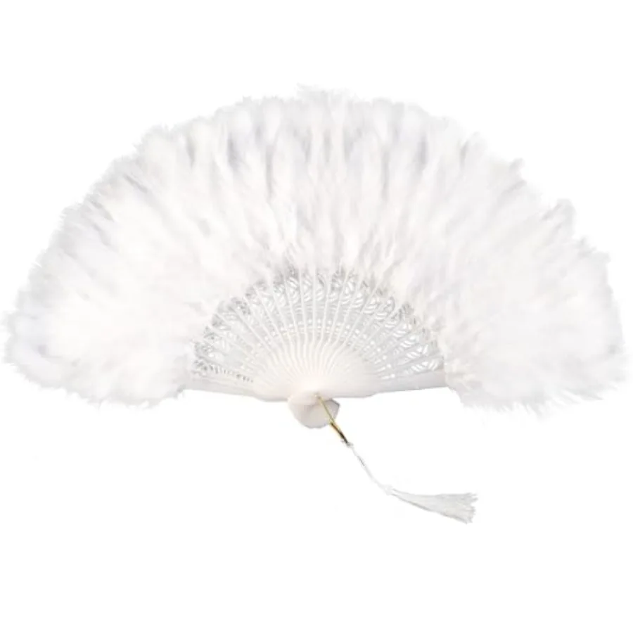 

20s Vintage Folding Feather Fan 1920s Costume Vintage Flapper Handheld Fan for Tea Party Costume Party Wedding Dancing Decorati