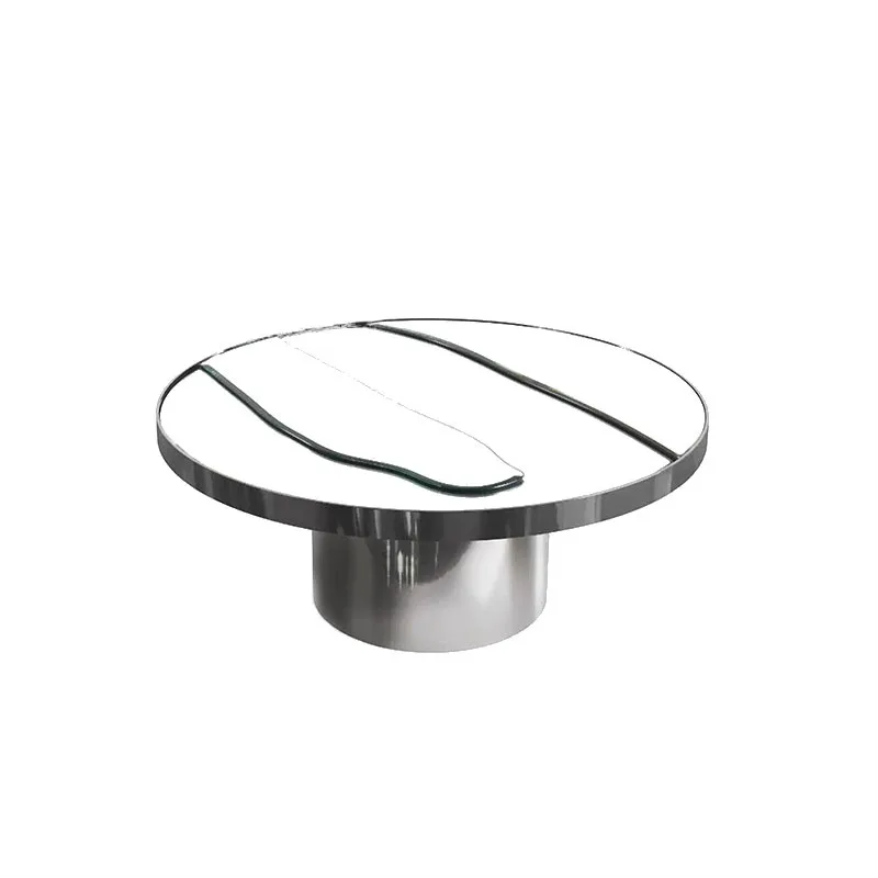 

Italian stainless steel coffee table light luxury high-end living room home mirror tea table modern creative custom round