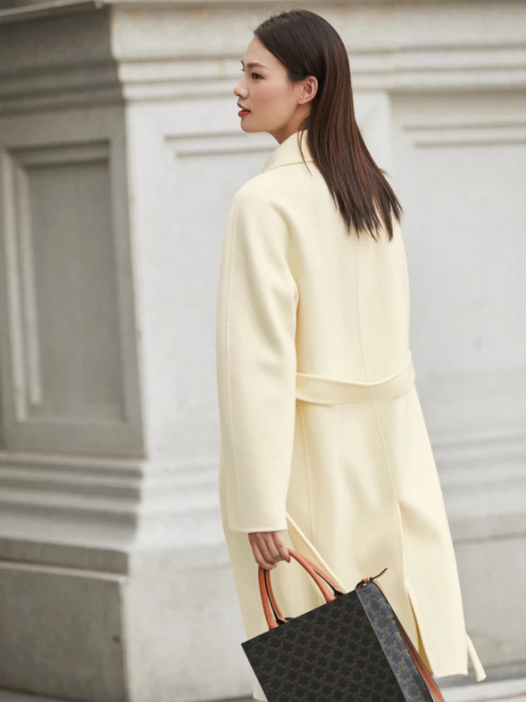 Amii minimalismo casaco de lã feminino 2025 inverno novo elegante único breasted jaqueta longa moda solta casaco feminino 12141003