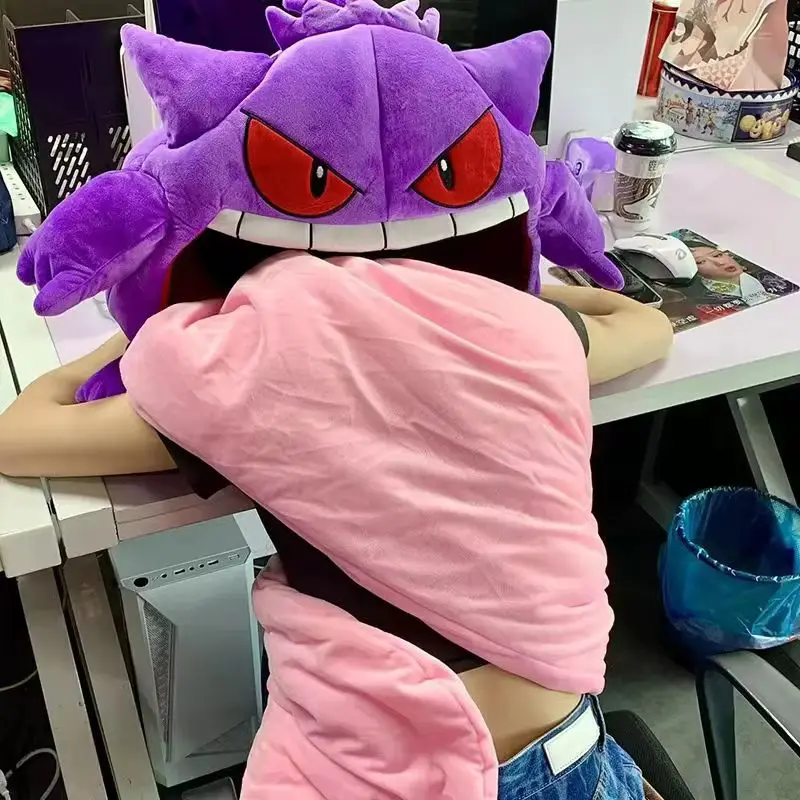 Kawaii Anime Pokemon Gengar Big Tongue Plushies Peripheral Big Size Sleep Pillow Dual Purpose Nap Blanket Gifts For Children