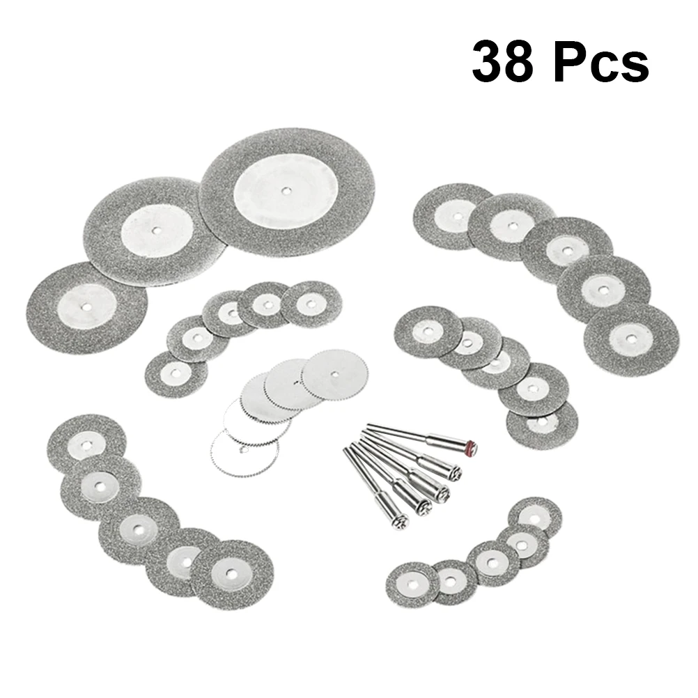 

38 pcs Mini Diamond Cutting Discs 4Mm Ultra Thin Slotting Blades For Gemstones Glass Ceramics Carbide Rotary Tools