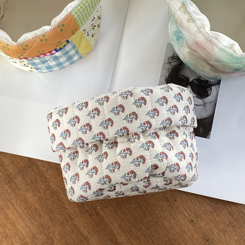 Sac de rangement cosmétique multifonctionnel en coton, boîte de rangement cosmétique avec câble de données pour un stockage efficace